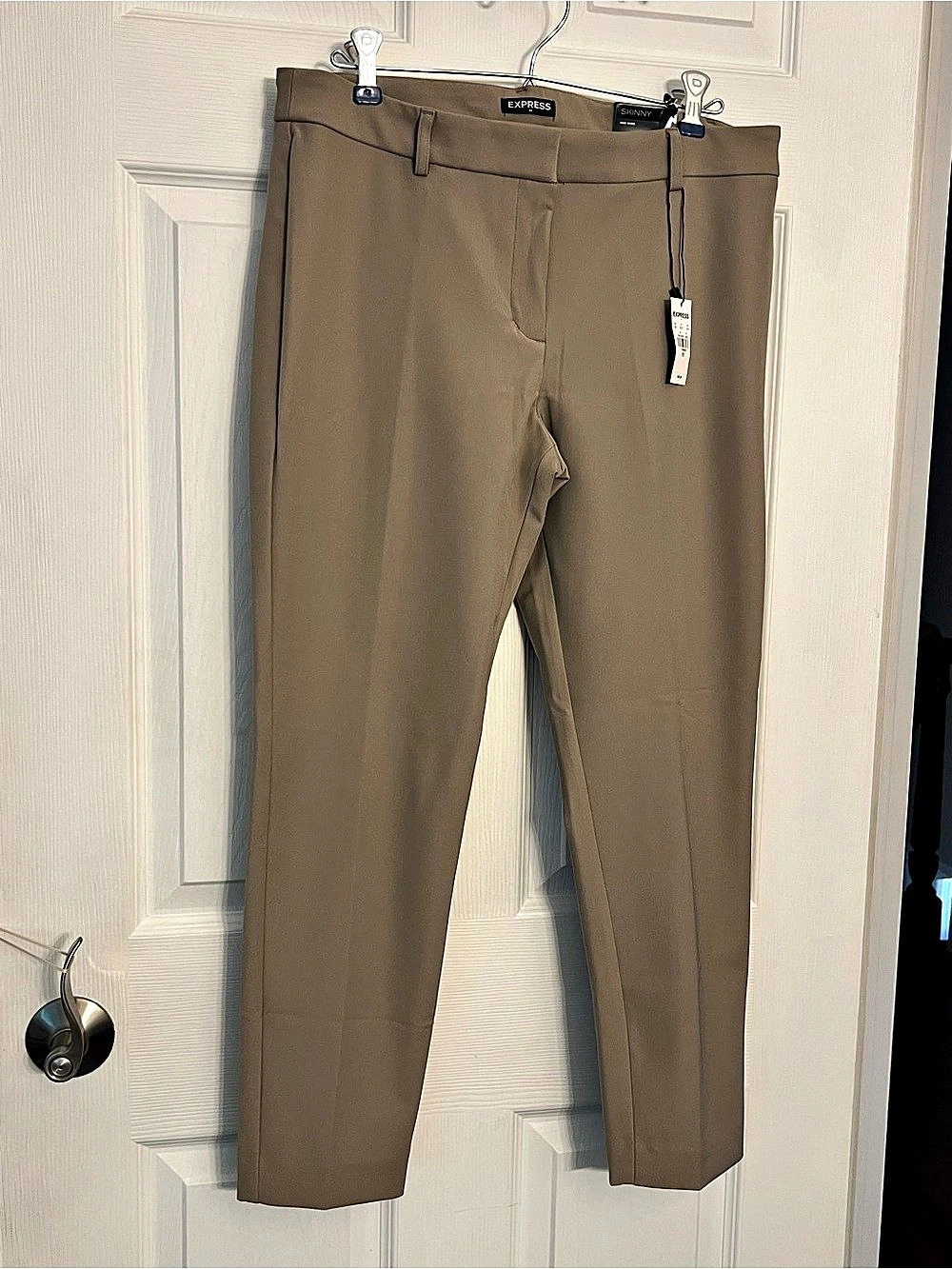 Express Skinny Mid Rise Pants in Tan